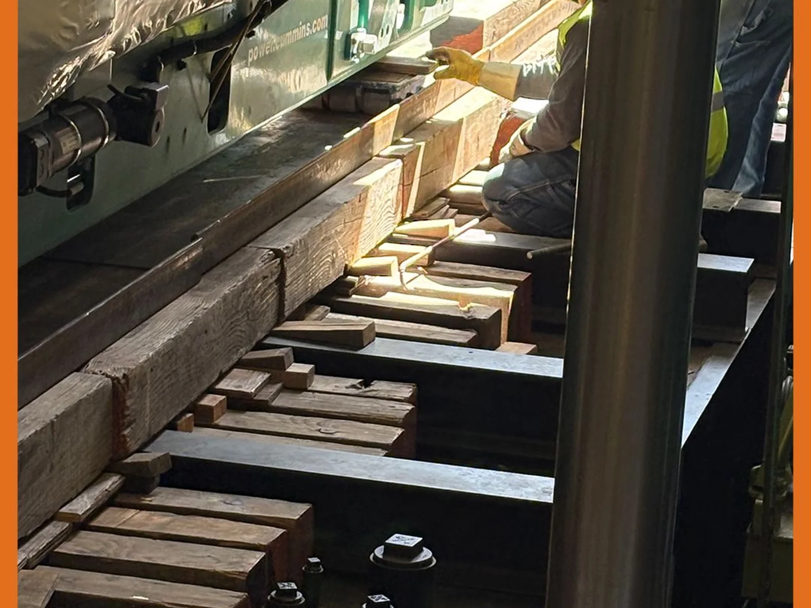 Temporary steel rail system prepared for a heavy equipment move